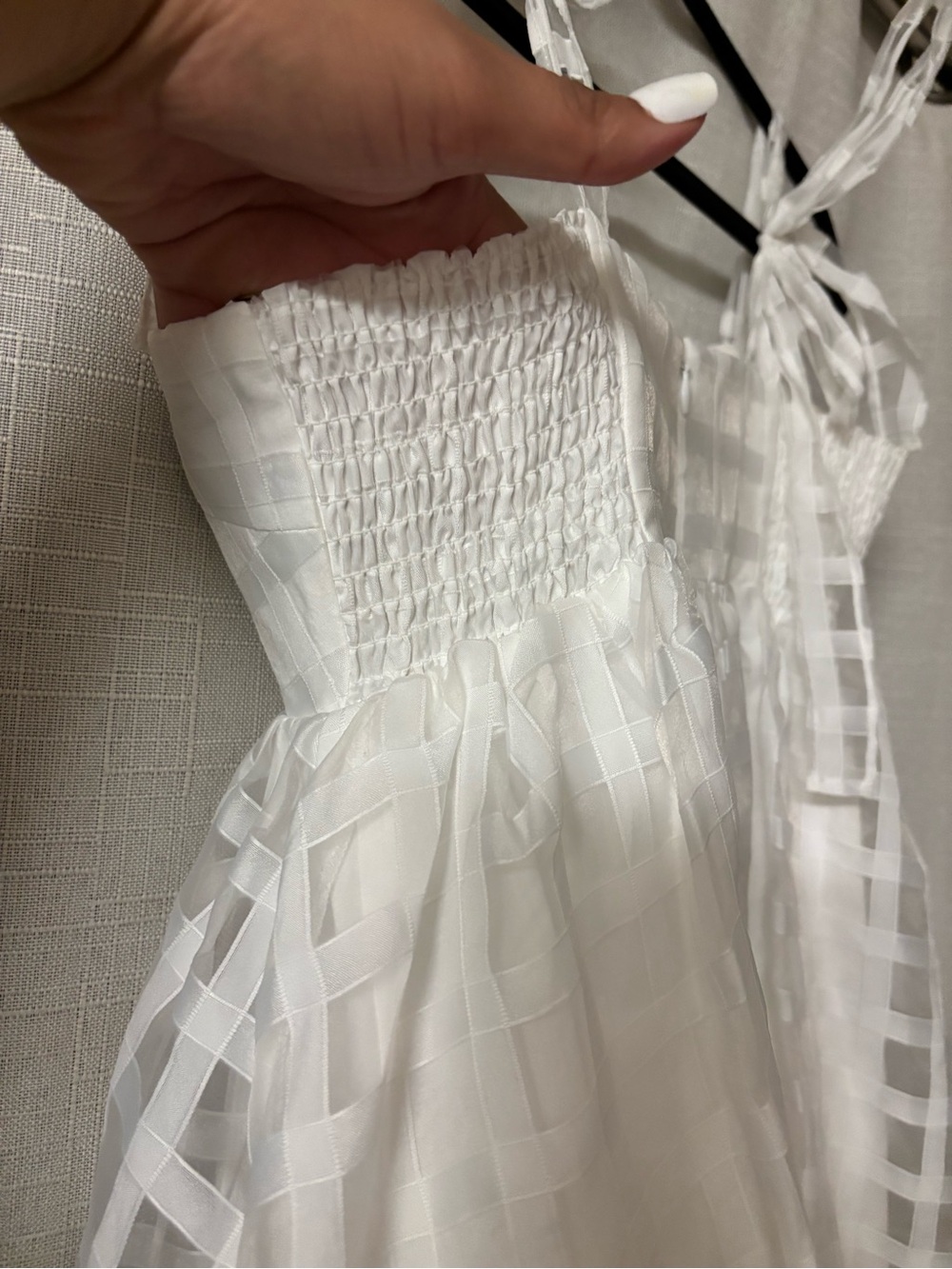 Amanda Uprichard Russo White Checkered Baby Doll Mini Dress - Picture 11 of 11